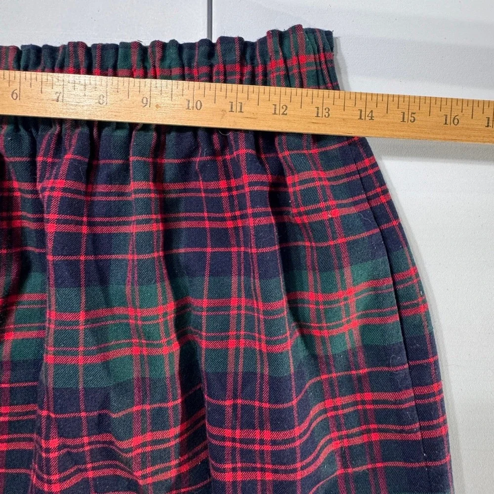 J.Crew Plaid Mini Skirt Womens 4 Red Green Elastic Waist Tartan Pockets